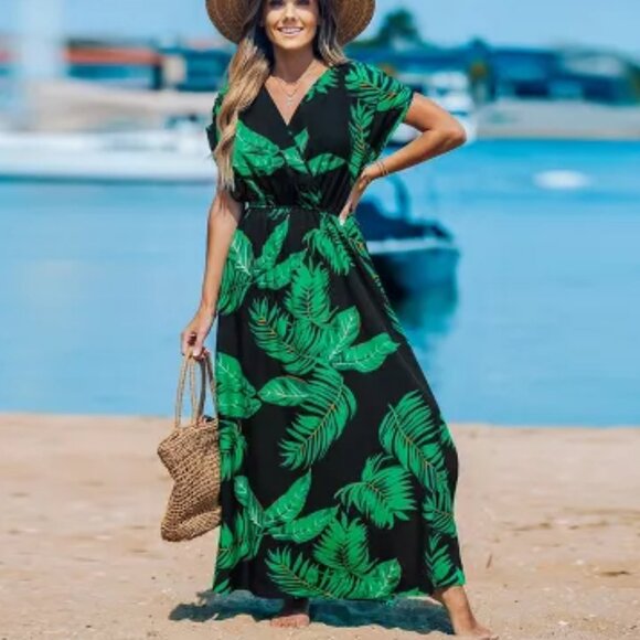 Cupshe Tropical Leaf Maxi Dress - Picture 2 of 4